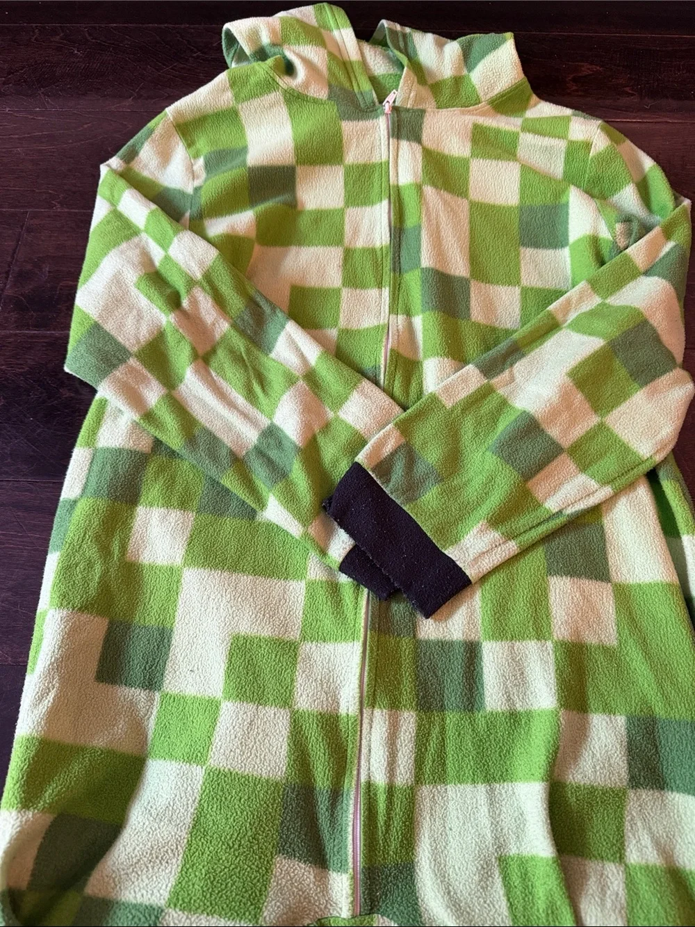 Boys 14/16 Minecraft Green Pixelated Hooded Onesie - Creeper Style
